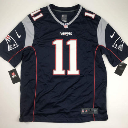 Autographed/Signed Julian Edelman New England Blue Nike Football Jersey Beckett BAS COA