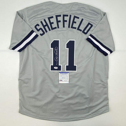 Autographed/Signed Gary Sheffield New York Grey Baseball Jersey PSA/DNA COA