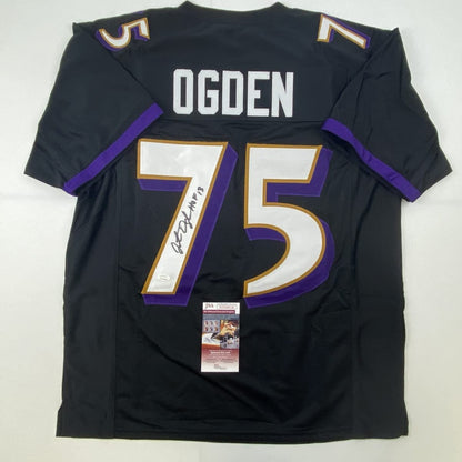 Autographed/Signed Jonathan Ogden HOF 13 Baltimore Black Football Jersey JSA COA