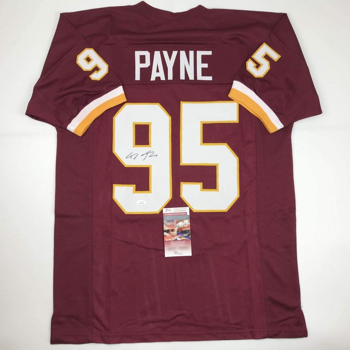 Autographed/Signed Daron Payne Washington Burgundy Football Jersey JSA COA