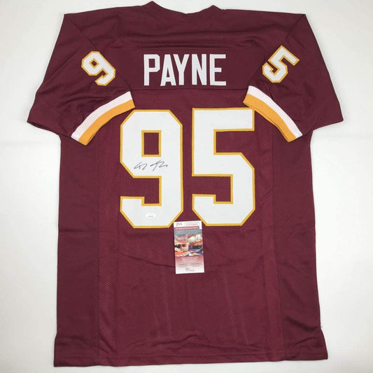 Autographed/Signed Daron Payne Washington Burgundy Football Jersey JSA COA