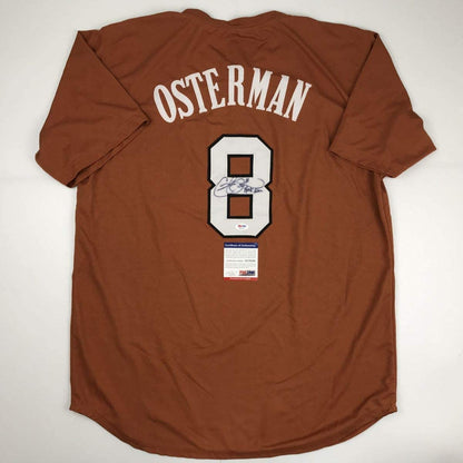 Autographed/Signed Cat Osterman Hook Em Texas Orange College Softball Jersey JSA COA