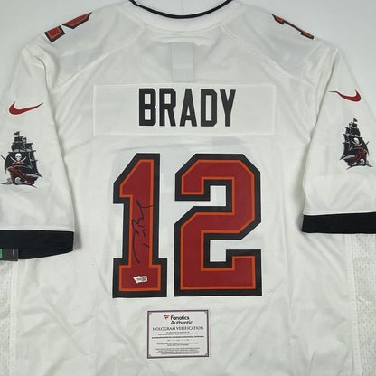 Autographed/Signed Tom Brady Tampa Bay Buccaneers White Authentic Nike Game Football Jersey Fanatics COA