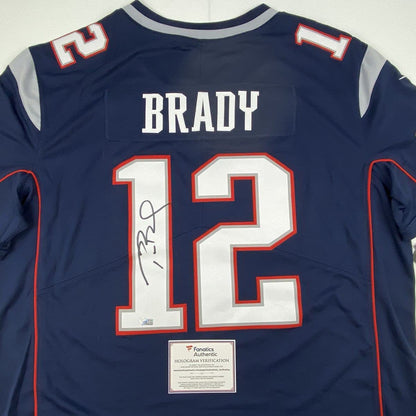 Autographed/Signed Tom Brady New England Patriots Blue Authentic Nike Limited Football Jersey Fanatics COA