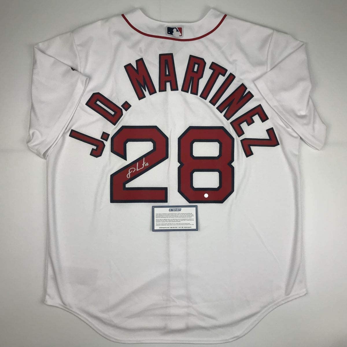 Autographed/Signed JD J.D. Martinez Boston White Baseball Jersey Steiner Sports COA