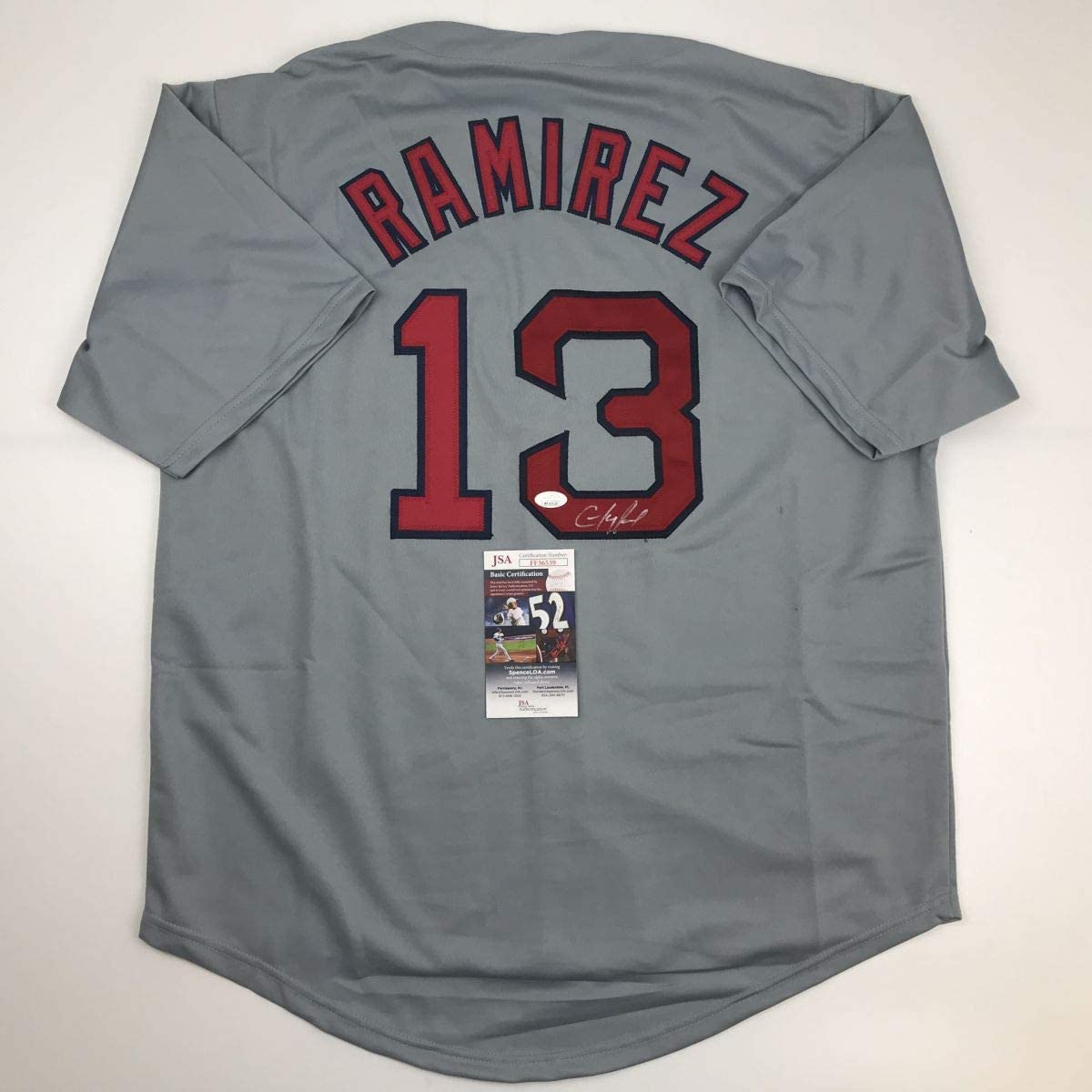 Autographed/Signed Hanley Ramirez Boston Grey Baseball Jersey JSA COA