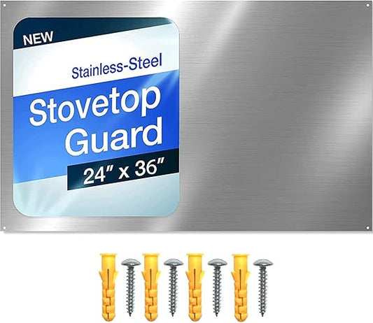 24" x 36" Reversible Metal Backsplash Matching screws | Compatible with Broan-NuTone SP3004 - Ultra Flat and Flushed Metal Panel Splatter Guard for Stovetop Easy Installation