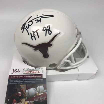 Autographed/Signed Ricky Williams HT 98 Texas Longhorns College Football Mini Helmet JSA COA