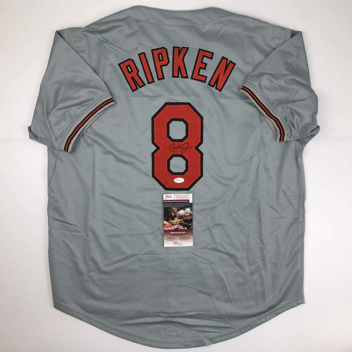 Autographed/Signed Cal Ripken Jr. Baltimore Grey Baseball Jersey JSA COA