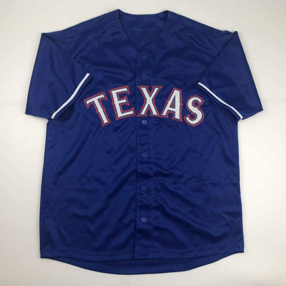 Autographed/Signed Ivan Pudge Rodriguez Texas Blue Baseball Jersey PSA/DNA COA Holo Only