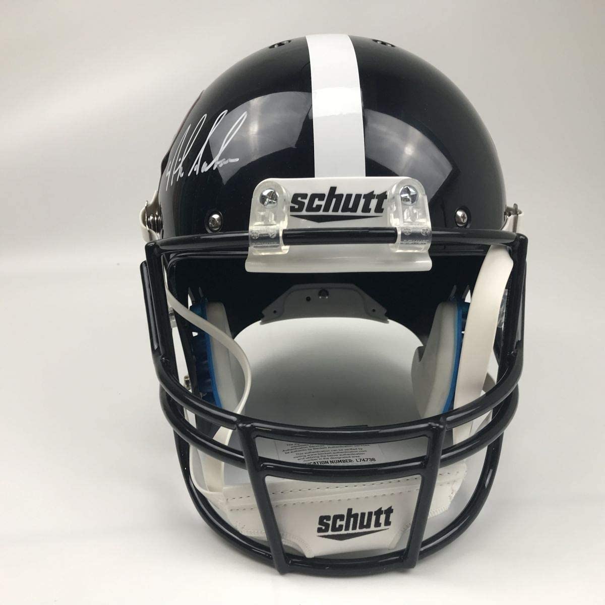 Autographed/Signed Nick Saban Alabama Crimson Tide Black Elephant Full Size FS F/S Replica College Football Helmet JSA COA