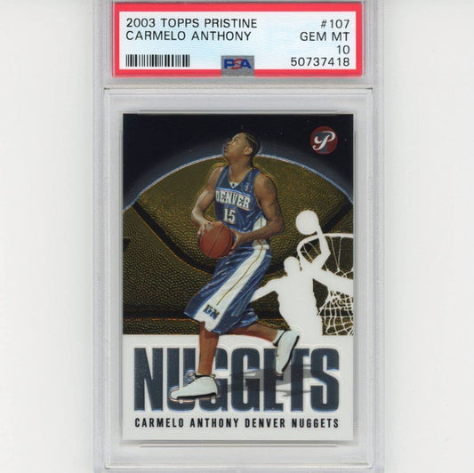 Graded 2003-04 Topps Pristine Carmelo Anthony #107 Rookie RC Basketball Card PSA 10 Gem Mint