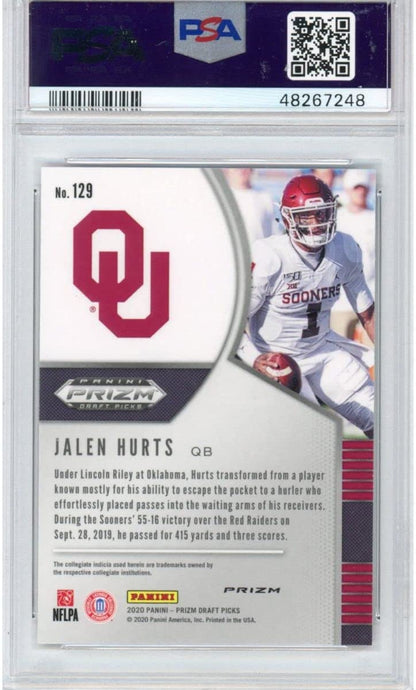 Graded 2020 Panini Prizm Draft Picks DP Jalen Hurts #129 Red Prizm Rookie RC Football Card PSA 10 Gem Mint