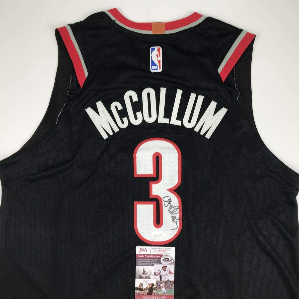 Autographed/Signed CJ C.J. McCollum Portland Black Basketball Jersey JSA COA