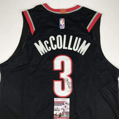 Autographed/Signed CJ C.J. McCollum Portland Black Basketball Jersey JSA COA