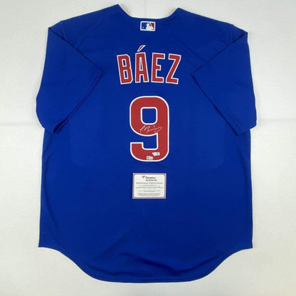 Autographed/Signed Javier Baez Chicago Cubs Blue Authentic Nike Baseball Jersey Fanatics COA