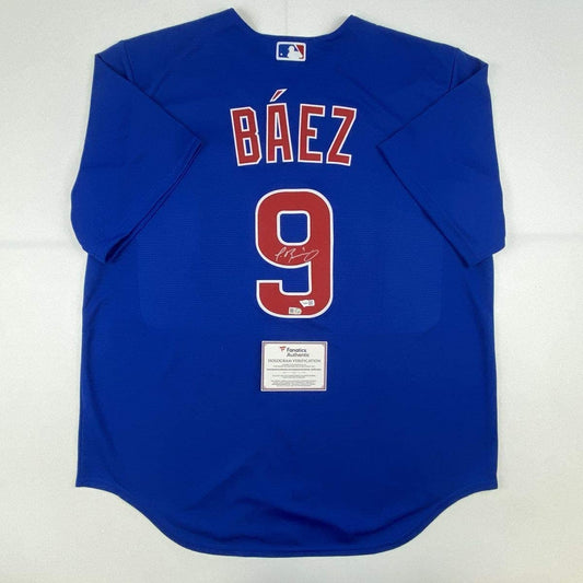 Autographed/Signed Javier Baez Chicago Cubs Blue Authentic Nike Baseball Jersey Fanatics COA