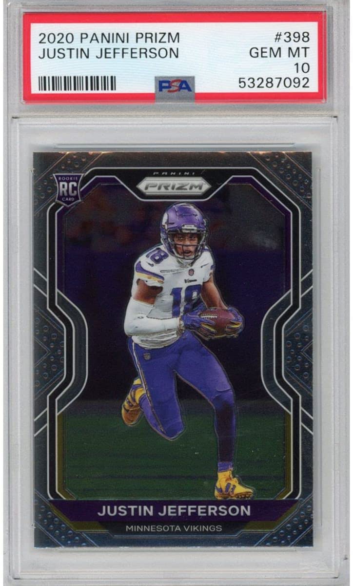 Graded 2020 Panini Prizm Justin Jefferson #398 Rookie RC Football Card PSA 10 Gem Mint