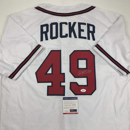 Autographed/Signed John Rocker Atlanta White Baseball Jersey PSA/DNA COA