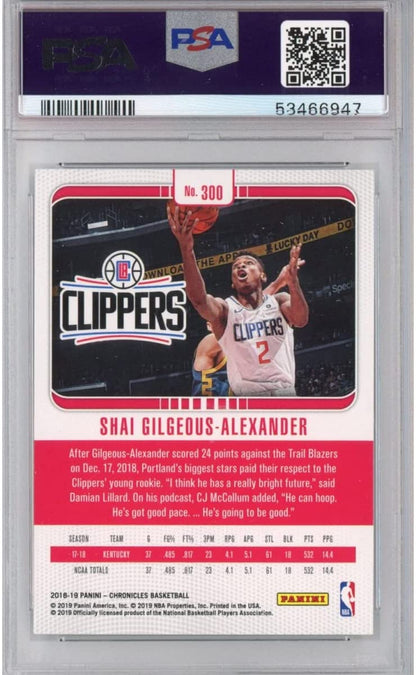 Graded 2018-19 Panini Chronicles Shai Gilgeous-Alexander #300 Rookie RC Basketball Card PSA 10 Gem Mint