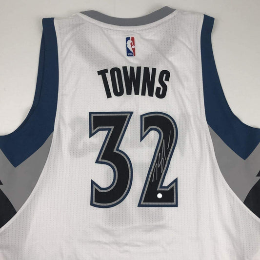 Autographed/Signed Karl-Anthony Towns Minnesota White Basketball Jersey Steiner Sports COA Holo Only
