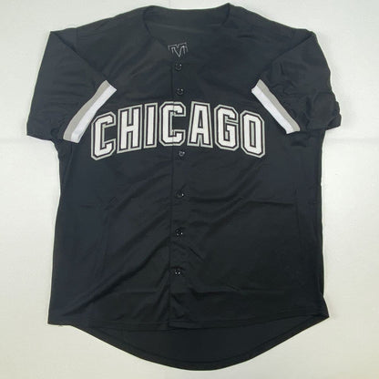 Autographed/Signed Frank Thomas HOF 2014 Chicago Black Baseball Jersey JSA COA