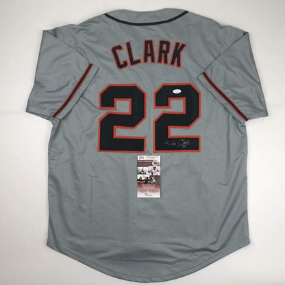 Autographed/Signed Will Clark San Francisco Grey Baseball Jersey JSA COA