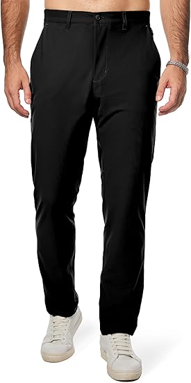 JMIERR Mens Chino Pants Casual Stretch Golf Dress Pants Waist Tapered Trousers Lightweight Comfy Pants with Zipper Pockets