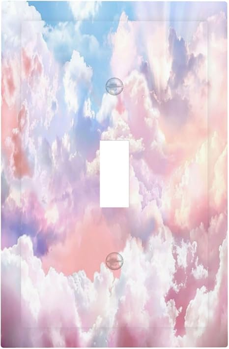Colorful Abstract Clouds Light Switch Plate Cover 1 Gang Single Toggle Wall Plates Art Decorative Switchplate Outlet Covers Electrical Faceplate for Bedroom Bathroom Kitchen Decor