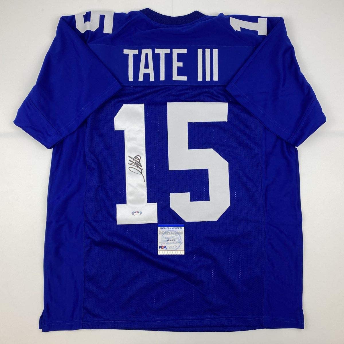 Autographed/Signed Golden Tate III New York Blue Football Jersey PSA/DNA COA