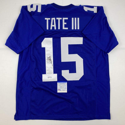 Autographed/Signed Golden Tate III New York Blue Football Jersey PSA/DNA COA