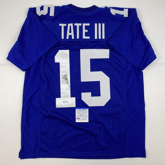 Autographed/Signed Golden Tate III New York Blue Football Jersey PSA/DNA COA