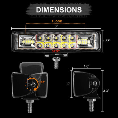 6 Inch Led Pods Light Bar - nicerpro Slim 60W 10000Lm 12V/24V Driving Fog Light Waterproof Combo Flood Spot Lights for Trucks Off Road ATV UTV Golf Cart Trailer 2 Pack