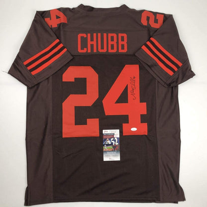 Autographed/Signed Nick Chubb Cleveland Color Rush Football Jersey JSA COA