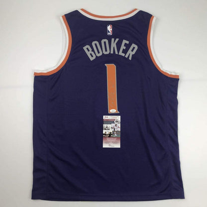 Autographed/Signed Devin Booker Phoenix Suns Nike Purple Basketball Jersey JSA COA