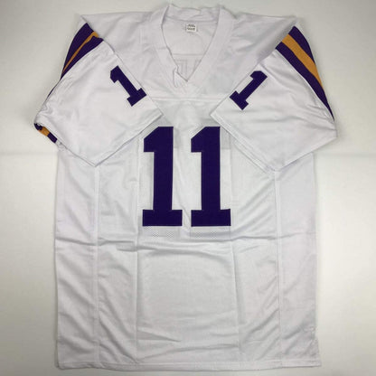 Autographed/Signed Joe Kapp Minnesota White Football Jersey JSA COA