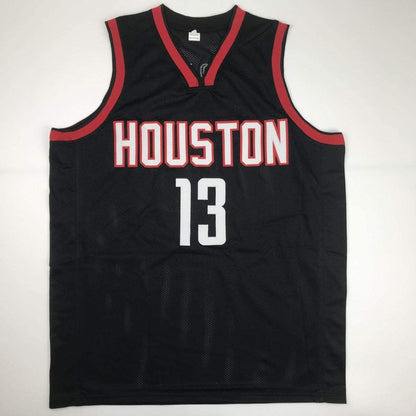 Autographed/Signed James Harden Houston Black Basketball Jersey Beckett BAS COA