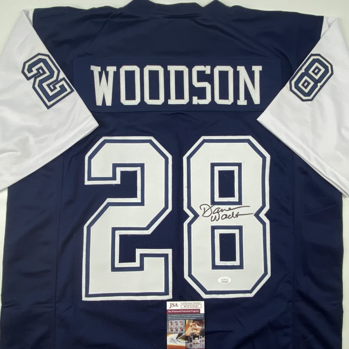 Autographed/Signed Darren Woodson Dallas Blue Football Jersey JSA COA