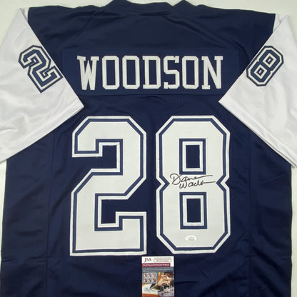 Autographed/Signed Darren Woodson Dallas Blue Football Jersey JSA COA