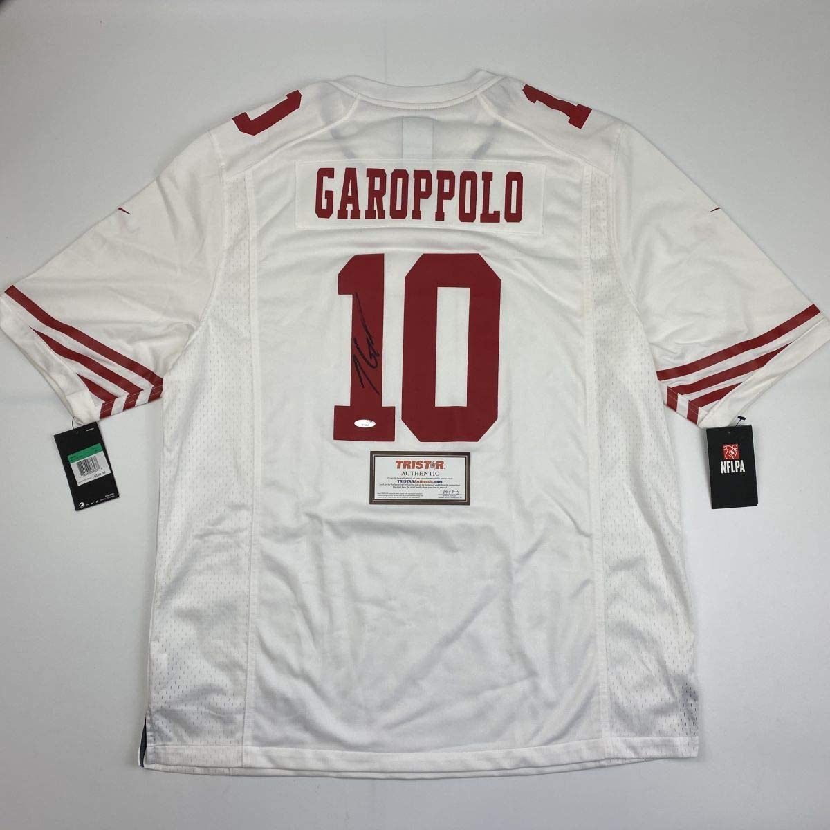 Autographed/Signed Jimmy Garoppolo San Francisco White Football Jersey Tristar COA