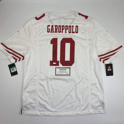 Autographed/Signed Jimmy Garoppolo San Francisco White Football Jersey Tristar COA