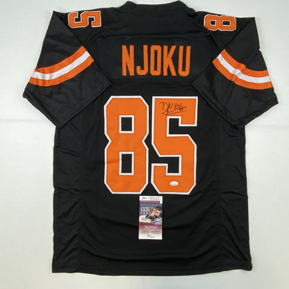 Autographed/Signed David Njoku Cleveland Football Black Jersey JSA COA
