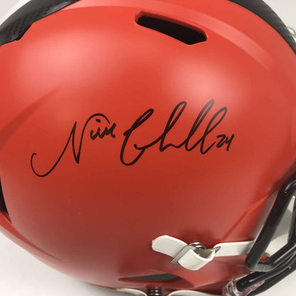 Autographed/Signed Nick Chubb Cleveland Browns Full Size FS F/S Replica Football Helmet JSA COA