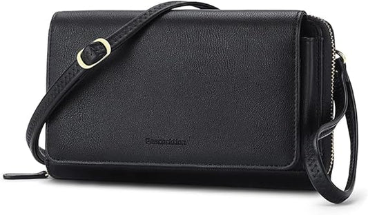 Peacocktion Women Wallet Purse Card Holder with RFID, Large Capacity Crossbody Wristlet Clutch 2 Straps