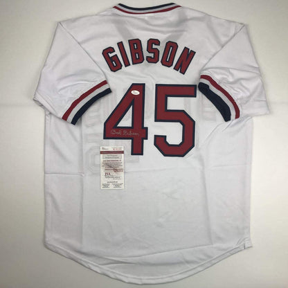 Autographed/Signed Bob Gibson St. Louis White Baseball Jersey JSA COA