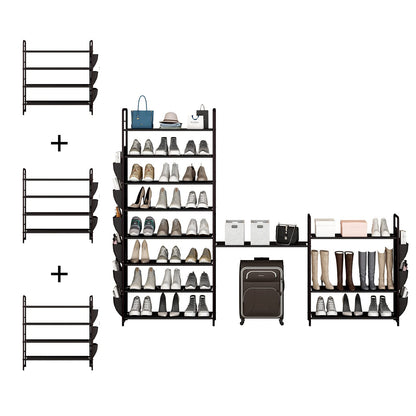 Shoe Rack Storage Organizer 4 Tier Free Standing Metal Shoe Shelf - Bronze