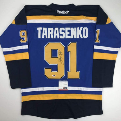 Autographed/Signed Vladimir Tarasenko St. Louis Blue Hockey Jersey PSA/DNA COA