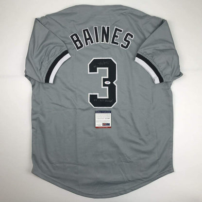 Autographed/Signed Harold Baines 05 WS Champs Chicago Grey Baseball Jersey PSA/DNA COA