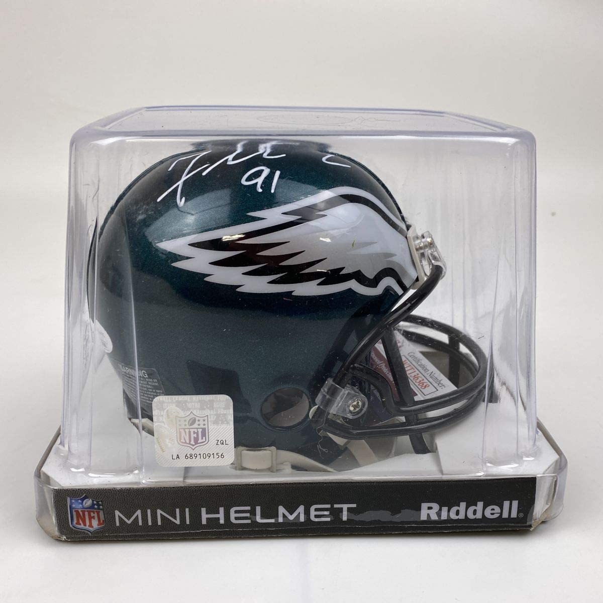 Autographed/Signed Fletcher Cox Philadelphia Eagles Mini Football Helmet JSA COA