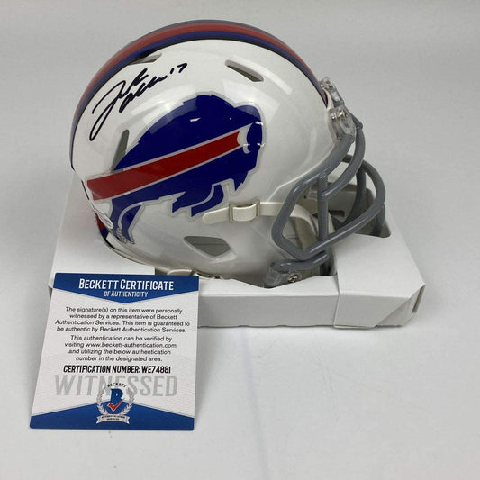 Autographed/Signed Josh Allen Buffalo Bills Mini Football Helmet Beckett BAS COA